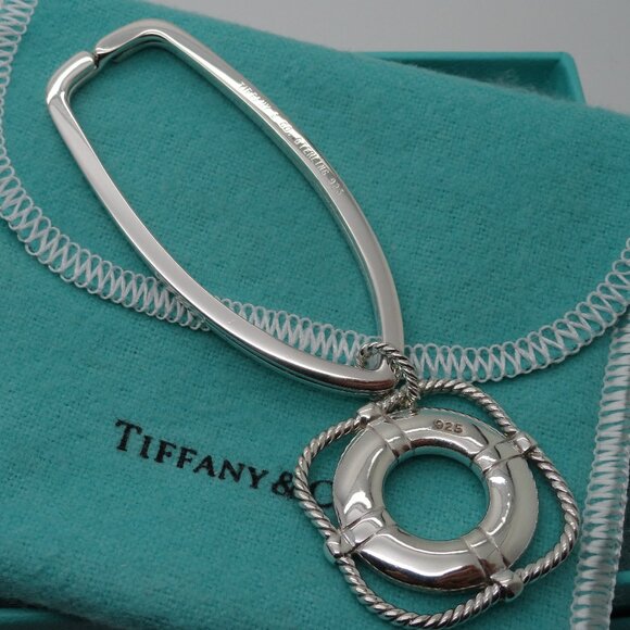 Tiffany & Co. Sterling Silver Ocean Marine Boat Lifesaver Tag Keychain Key Ring